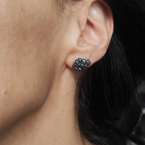 Granulation Silver Stud Earrings,Irregular Bubble Earrings,Oxidized Silver Granulation Earrings,Asymetric Stud Earrings,Contemporary jewelry