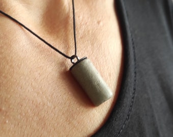 Cylindrical Concrete Pendant Necklace,Short Oxidized Silver Pendant Necklace,Concrete Jewelry,Cement Necklace, Modern Design Necklace.