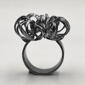 Oxidized 925 Sterling Silver Ring With Flower, Oxidized Silver Flower Ring, Rings Silver For Women, Statement Jewelry,S14.