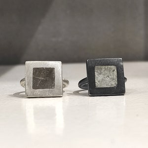 Square Sterling Silver Ring Concrete Ring Geometric Silver Ring Modern Minimalist  Square Ring Flat Silver Ring Handmade Ring C11.
