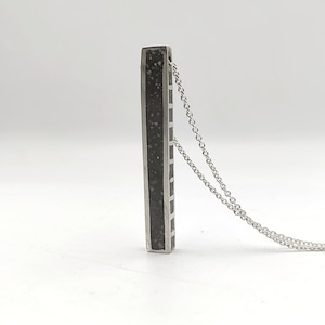 Long Concrete Bar Pendant Necklace Silver Pendant on Chain Geometric Pendant Necklace Grey Concrete Pendant Contemporary Jewelry C5.