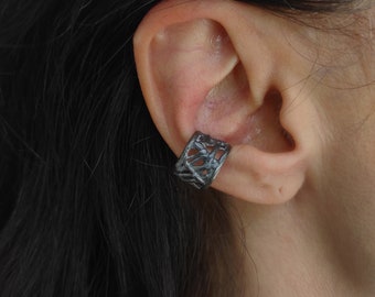 Irregular Flat Ear Cuff Silver Ear Cuff No Piercing Earring Single Earring Wide Flat Ear Cuff No Hole Earring Handmade Jewelry.