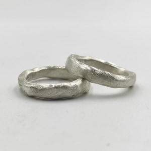 Handgemachte Sterling Silber Ring Matte Gehämmerte Dicke Band Schmuck.