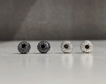 Round Stund Silver Earrings Minimalist Textured Stud Earrings Oxidized Silver Post Stud Earrings Geometric Earrings Simple Round Earrings.