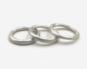 Silver Stacking Rings Organic Sterling silver Ring Stackable Rings Irregular Silver Band Ring  Handmade Ring Stacking Thick Band Ring.