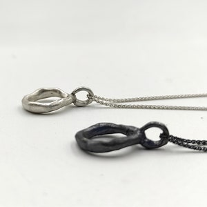 Organic Silver Pendant Necklace Irregular Pendant Necklace Minimalist Organic Silver Necklace Oval Abstract Pendant Handmade Pendant S28.