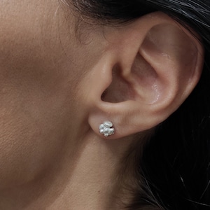 Grain Silver Stud Earrings Asymmetrical Stud Earrings Minimal Stud Granulation Silver Earrings Irregular Tiny Bubble Earrings Everyday,C6.