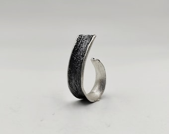 Statement-ring i sterlingsilver med texturerat handgjort smycke, modern djärv ring.