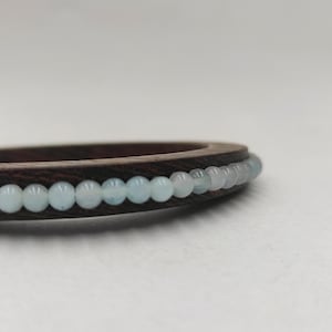 Handmade Wenge Wood Bangle Bracelet, Chalcedony,Sterling Silver Statement Jewelry.