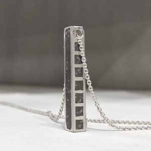 Concrete Silver Bar Pendant Rectangular Pendant Necklace Industrial Pendant Necklace Geometric Pendant Necklace Contemporary Jewelry, C5.
