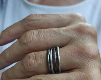 Sterling Silver Organic Stackable Ring Irregular Minimalist Band Minimal Jewelry S28.