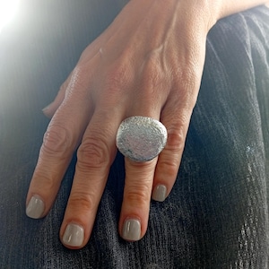 Textured Statement Sterling Silver Ring Asymmetrical Silver Ring Big Ring Contemporary Jewelry Big Silver Ring Unusual Ring Modern Ring