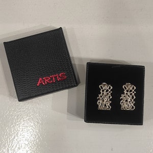 Wide Hoop Silver Earrings,Rectangles Flat Earrings,Architectural Rectangle Hoop Earrings,Medium Perforated Hoop Earrings Modern Jewelry S12 image 10