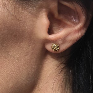 Grain Silver Stud Earrings Oxidized And Gold Stud Earrings Tiny Stud Earrings Granulation EarringsMinimal Earrings, P7.