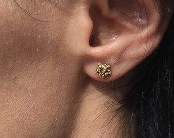 Grain Silver Stud Earrings Oxidized And Gold Stud Earrings Tiny Stud Earrings Granulation EarringsMinimal Earrings, P7.