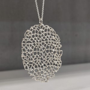 Necklace Silver Oval Pendant Perforated Irregular Pendant Long Necklace Large Pendant  Necklace For Women Geometric Jewelry Big Pendant S 12