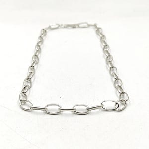 Handmade Sterling Silver Oval Link Chain Necklace,Modern Minimalist Style.