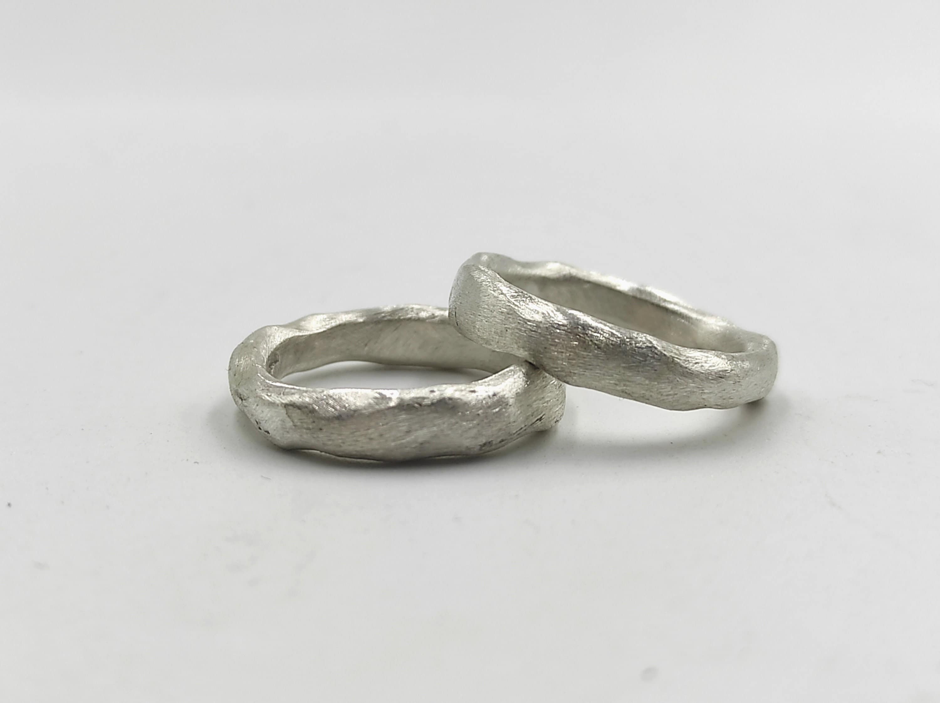 Organic Handmade Ring Sterling Silver Solid  Silver Ring Matte Rough Hammered Ring Stackable Band Ring Irregular Band Ring Thick Band  S 28.