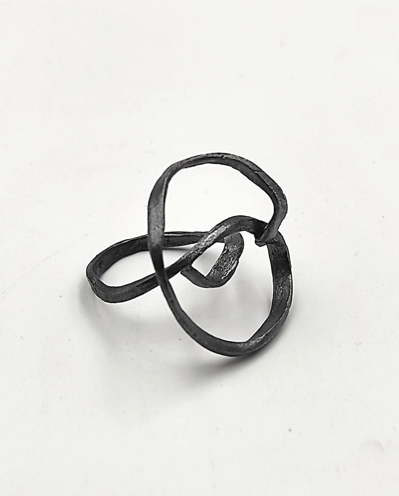 Abstract Oxidized 925 Silver Open Ring, Irregular Circle Minimalist Ring, Geometric Unusual Ring,Asymmetric Statement Ring,Unique Black Ring image 6