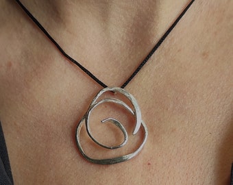 Irregular Sterling Silver Spiral  Pendant Necklace,Women Spiral Jewelry,Spiral Necklace,Irregular Pendant.