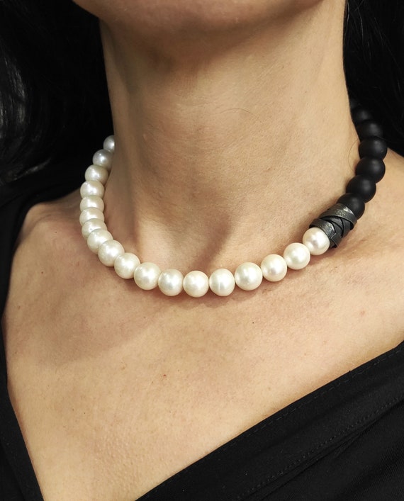 Collana Con Composizione Di Perle D’acqua Dolce Bianche - Gioielli Santori - Foto 5