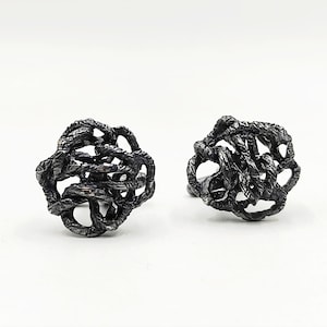 Oxidized Sterling Silver Cufflinks: Abstract Sculptural Design Men&#39;s Accessories Modern Jewelry.