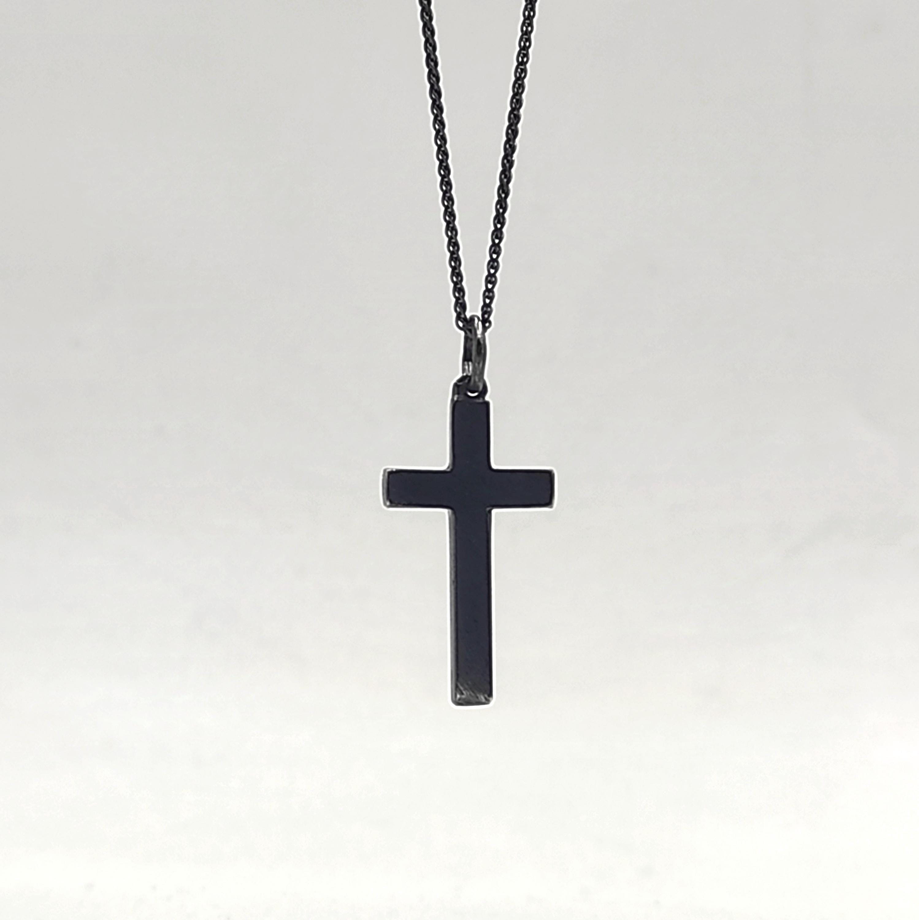 ★LECYTO★ Crystal Cross NecklaceBlack Black Cross Necklace – Lavender Blue Soul