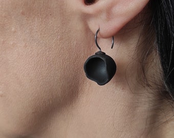 Dangle Drop Concave Earrings Concave Porcelain Earrings Black Drop Earrings Ceramic Jewelry Drop Porcelain Earrings Contemporary jewelry,P3.