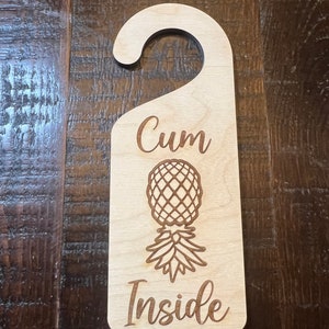 Personalized Upside Down Pineapple Door Hanger: Laser Cut Birch Wood