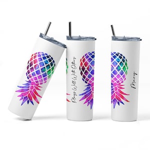 Glow in the Dark PERSONALIZED Upside-down Pineapple Plays Well With Others Sublimation 20 oz Tumbler, Swinger/Lifestyle Tumbler, Gag Gift