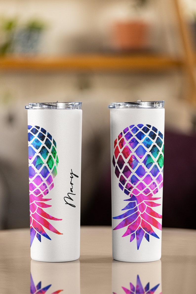 Glow in the Dark PERSONALIZED Upside-down Pineapple Plays Well With Others Sublimation 20 oz Tumbler, Swinger/Lifestyle Tumbler, Gag Gift image 3