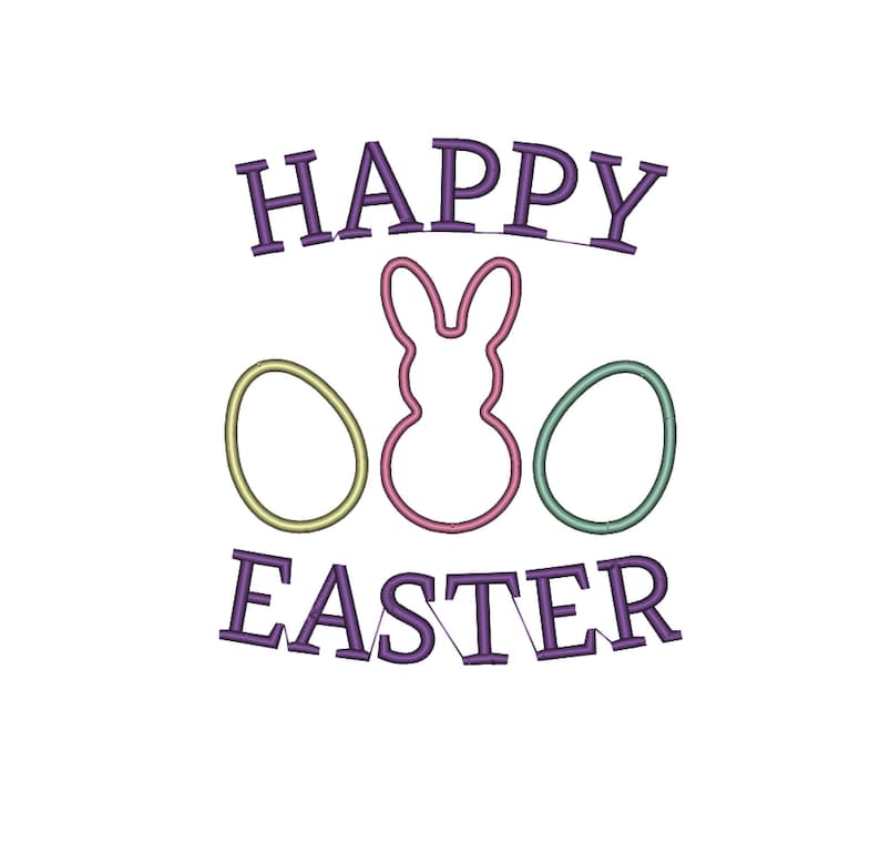 Applique Happy Easter Bunny and Egg Applique Embroidery Design File Easter bunny Easter egg