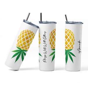 Glow in the Dark Weed Pineapple 20 oz Tumbler: Personalized Swinger/Lifestyle Cup