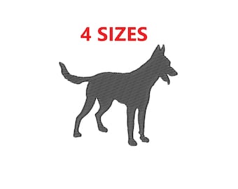Belgian Malinois Embroidery Design, Realistic Dog Silhouette (4 Sizes) (dst, pes, jef, exp)