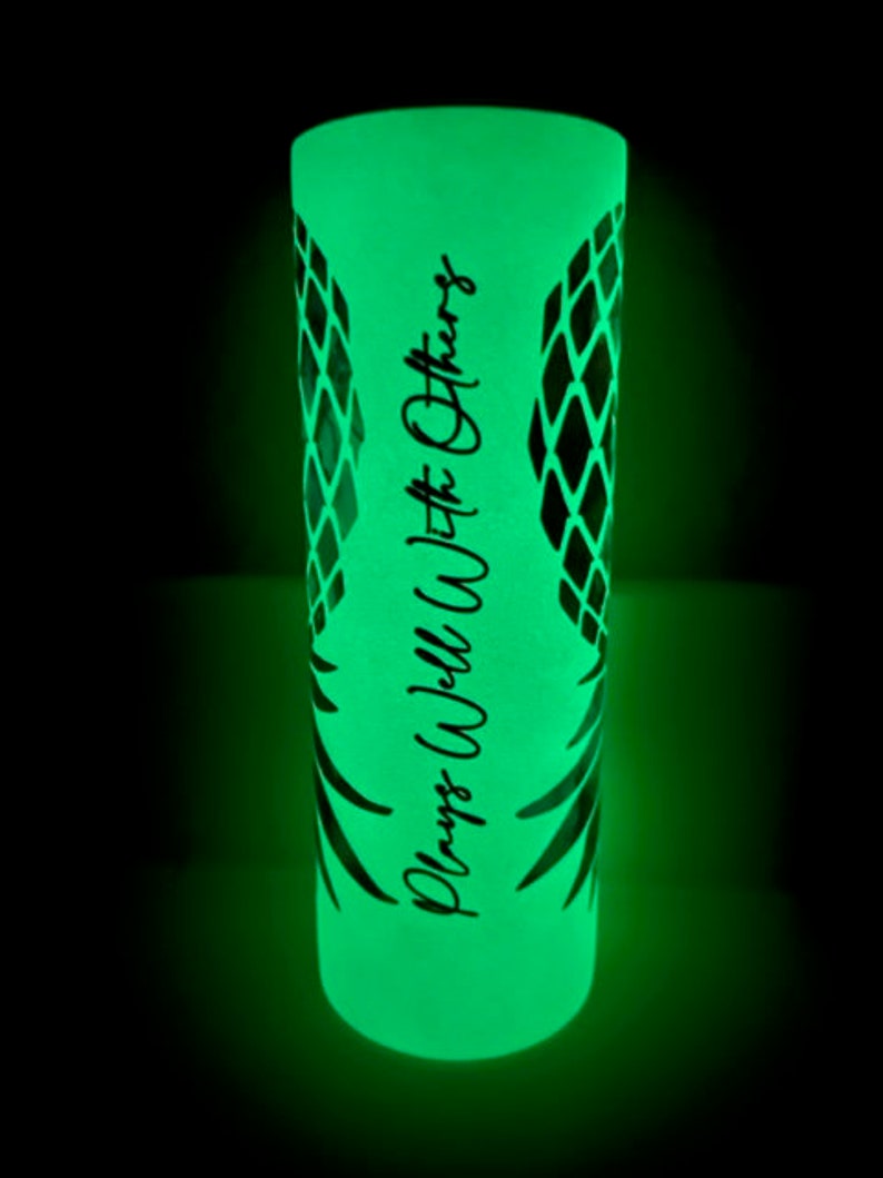 Glow in the Dark PERSONALIZED Upside-down Pineapple Plays Well With Others Sublimation 20 oz Tumbler, Swinger/Lifestyle Tumbler, Gag Gift image 6