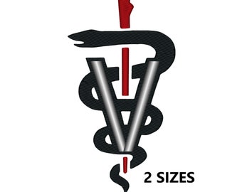 Veterinarian Symbol Embroidery, Veterinarian Caduceus Embroidery, Veterinarian Logo, Veterinarian Embroidery Design, Veterinarian Symbol