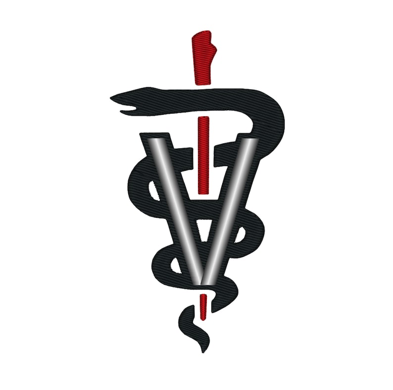 Tierarzt Symbol Stickerei Tierarzt Caduceus Stickerei Etsy