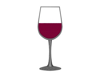 Conception de broderie de verre de vin, fichier de broderie de verre de vin, broderie de verre de vin, broderie de verre de vin réaliste