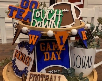 Football Theme Tiered Tray Decor, finished or unfinished, DIY