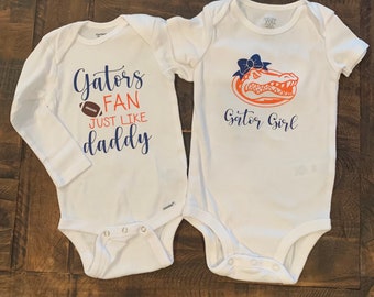 Florida Gator baby body suit, Gator Girl, Gator Fan, New Baby Gift, Baby Shower