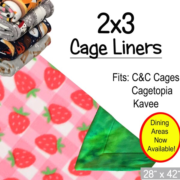 Guinea Pig 2x3 C&C/Cagetopia Size (28" x42")-Reversible Fleece Cage Liner -UHaul-Double Sewn-Hedgehog, Chinchillas, Rabbits