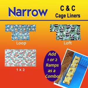 Guinea Pig- Narrow C&C/Cagetopia Size Loop / Loft Cage Fleece Liners- (actual 14”x 28”) Double Sewn w-Uhaul
