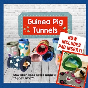 Guinea Pig Fleece Tunnels Stay Open, Washable 9 x 13 and Custom Hedgehog, Rat, Ferret, Small Pets image 1