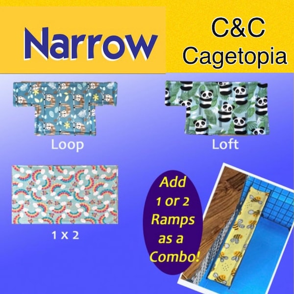 Guinea Pig- Narrow C&C/Cagetopia Size Loop / Loft Cage Fleece Liners- (actual 14”x 28”) Double Sewn w-Uhaul