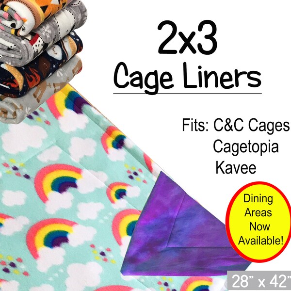 Cavia 2x3 C&C/Cagetopia maat (28" x42")-omkeerbare fleece kooivoering -UHaul-dubbel genaaide egel, chinchilla's, konijnen