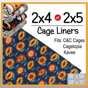 Guinea Pig C&C/Cagetopia Size 2x 4 / 2x 5 Fleece Cage Liners - Reversible Bedding- Double Sewn w/Uhaul-Hedgehog, Chinchilla
