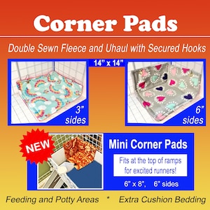 Guinea Pig Corner Pee Pad- 14x14 base, 3&quot; or 6” Sides -Hedgehog, Ferret, Chinchilla, Hamster, Small Pet Wee Pad