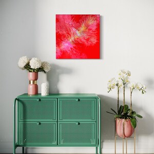 Red, Pink, Gold, Bronze & Silver original acrylic painting on a 40cm x 40cm Canvas