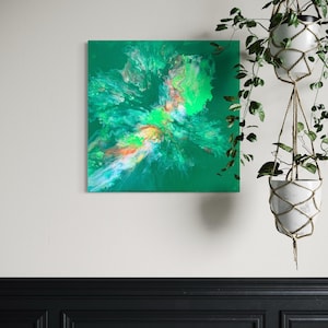 Green, Gold, Bronze & Silver original acrylic painting on a 40cm x 40cm Canvas