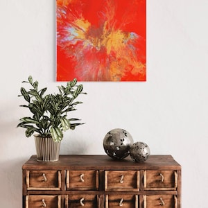 Orange, Gold, Bronze & Silver original acrylic painting on a 40cm x 40cm Canvas